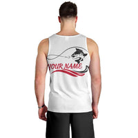 Flag Florida Fishing Men Tank Top Fish Hook Rip Detail and Custom Name Red Accent Design - Wonder Print Shop