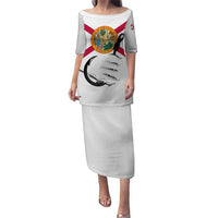 Flag Florida Fishing Puletasi Fish Hook Rip Detail and Custom Name Red Accent Design - Wonder Print Shop