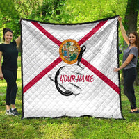 Flag Florida Fishing Quilt Fish Hook Rip Detail and Custom Name Red Accent Design - Wonder Print Shop