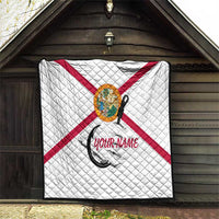 Flag Florida Fishing Quilt Fish Hook Rip Detail and Custom Name Red Accent Design - Wonder Print Shop
