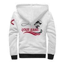 Flag Florida Fishing Sherpa Hoodie Fish Hook Rip Detail and Custom Name Red Accent Design - Wonder Print Shop