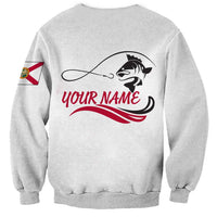 Flag Florida Fishing Sweatshirt Fish Hook Rip Detail and Custom Name Red Accent Design - Wonder Print Shop