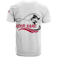 Flag Florida Fishing T Shirt Fish Hook Rip Detail and Custom Name Red Accent Design - Wonder Print Shop
