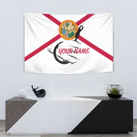 Flag Florida Fishing Tapestry Fish Hook Rip Detail and Custom Name Red Accent Design - Wonder Print Shop