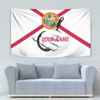 Flag Florida Fishing Tapestry Fish Hook Rip Detail and Custom Name Red Accent Design - Wonder Print Shop