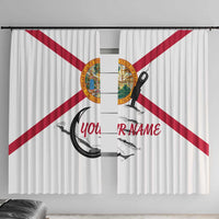 Flag Florida Fishing Window Curtain Fish Hook Rip Detail and Custom Name Red Accent Design - Wonder Print Shop