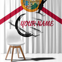 Flag Florida Fishing Window Curtain Fish Hook Rip Detail and Custom Name Red Accent Design - Wonder Print Shop
