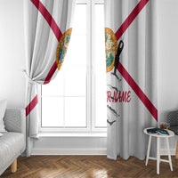 Flag Florida Fishing Window Curtain Fish Hook Rip Detail and Custom Name Red Accent Design - Wonder Print Shop