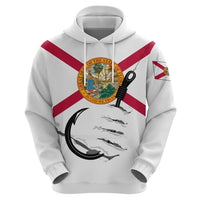 Flag Florida Fishing Zip Hoodie Fish Hook Rip Detail and Custom Name Red Accent Design - Wonder Print Shop