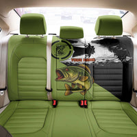 Largemouth Bass Fishing Back Car Seat Cover Fish On Text and Boat Scene in Green and Black Custom Design - Wonder Print Shop