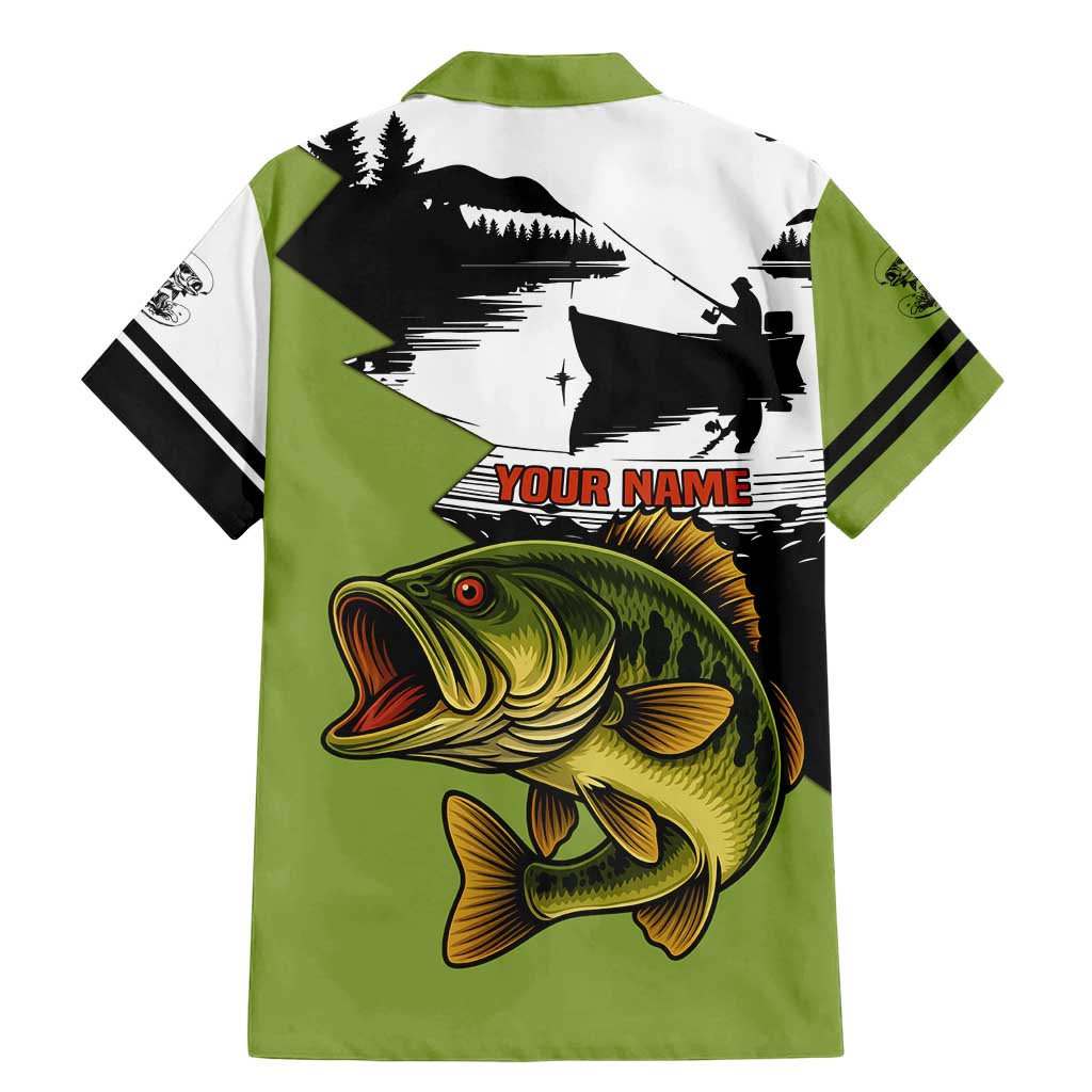 Largemouth Bass Fishing Family Matching Mermaid Dress and Hawaiian Shirt Fish On Text and Boat Scene in Green and Black Custom Design - Wonder Print Shop