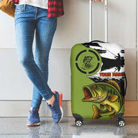 Largemouth Bass Fishing Luggage Cover Fish On Text and Boat Scene in Green and Black Custom Design - Wonder Print Shop