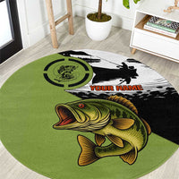 Largemouth Bass Fishing Round Carpet Fish On Text and Boat Scene in Green and Black Custom Design - Wonder Print Shop