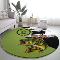 Largemouth Bass Fishing Round Carpet Fish On Text and Boat Scene in Green and Black Custom Design - Wonder Print Shop
