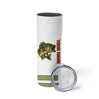 Largemouth Bass Fishing Skinny Tumbler Fish On Text and Boat Scene in Green and Black Custom Design - Wonder Print Shop