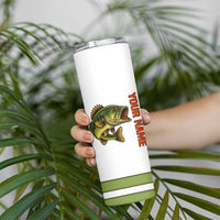 Largemouth Bass Fishing Skinny Tumbler Fish On Text and Boat Scene in Green and Black Custom Design - Wonder Print Shop