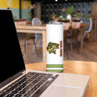 Largemouth Bass Fishing Skinny Tumbler Fish On Text and Boat Scene in Green and Black Custom Design - Wonder Print Shop