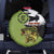 Largemouth Bass Fishing Spare Tire Cover Fish On Text and Boat Scene in Green and Black Custom Design - Wonder Print Shop