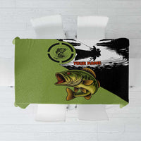 Largemouth Bass Fishing Tablecloth Fish On Text and Boat Scene in Green and Black Custom Design - Wonder Print Shop