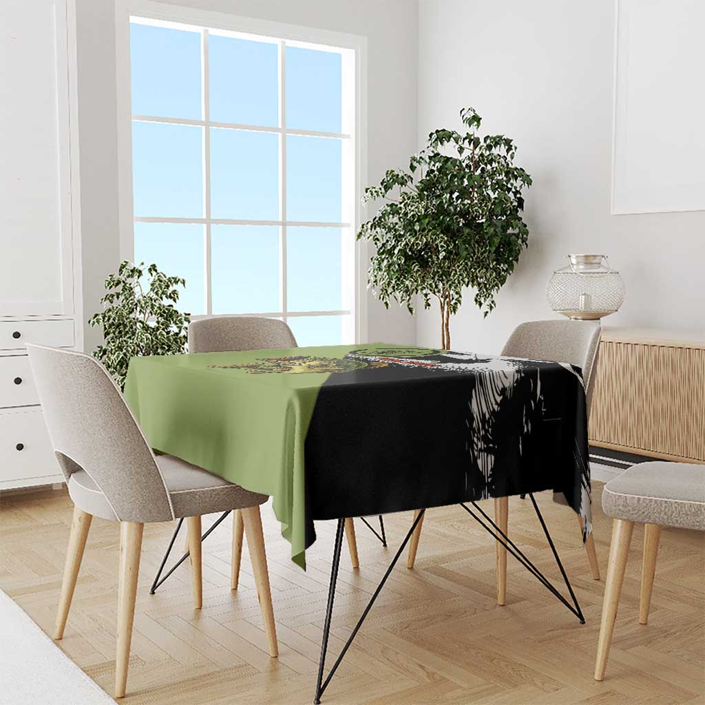 Largemouth Bass Fishing Tablecloth Fish On Text and Boat Scene in Green and Black Custom Design - Wonder Print Shop