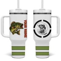 Largemouth Bass Fishing Tumbler With Handle Fish On Text and Boat Scene in Green and Black Custom Design - Wonder Print Shop