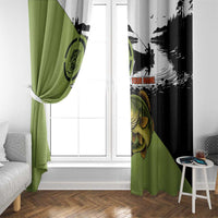 Largemouth Bass Fishing Window Curtain Fish On Text and Boat Scene in Green and Black Custom Design - Wonder Print Shop