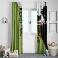 Largemouth Bass Fishing Window Curtain Fish On Text and Boat Scene in Green and Black Custom Design - Wonder Print Shop