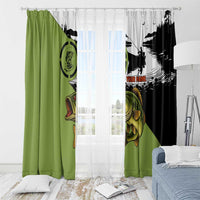 Largemouth Bass Fishing Window Curtain Fish On Text and Boat Scene in Green and Black Custom Design - Wonder Print Shop