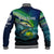 Offshore Fishing Custom Baseball Jacket Tuna Mahi Mahi and Wahoo in Ocean Wave Design - Wonder Print Shop