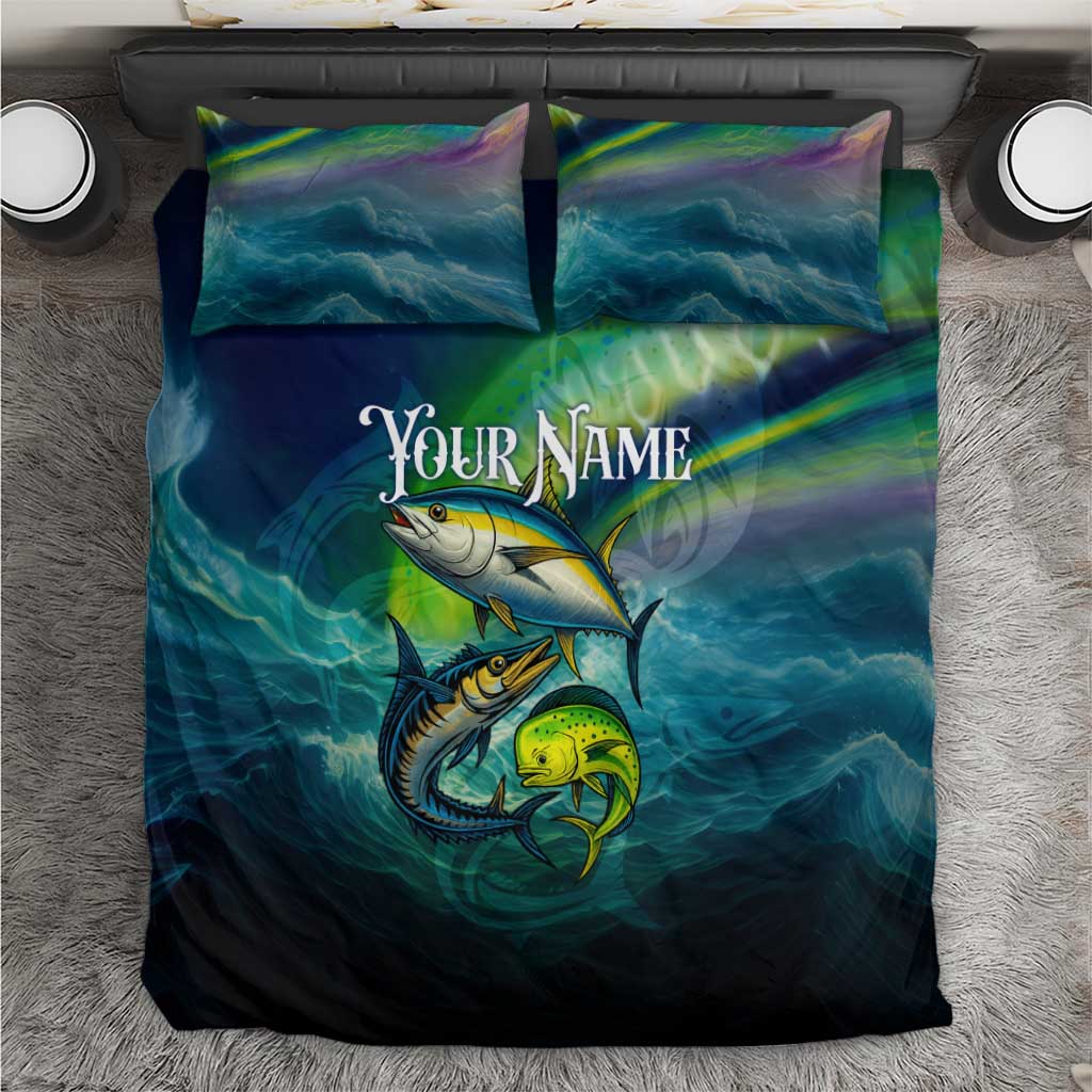 Offshore Fishing Custom Bedding Set Tuna Mahi Mahi and Wahoo in Ocean Wave Design - Wonder Print Shop
