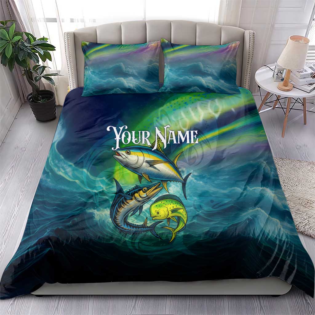 Offshore Fishing Custom Bedding Set Tuna Mahi Mahi and Wahoo in Ocean Wave Design - Wonder Print Shop