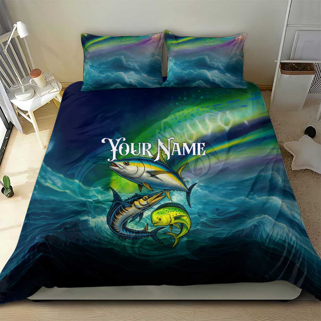 Offshore Fishing Custom Bedding Set Tuna Mahi Mahi and Wahoo in Ocean Wave Design - Wonder Print Shop