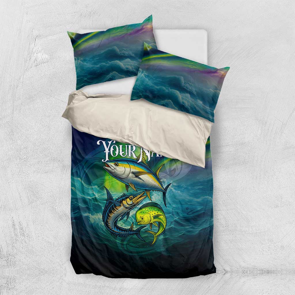 Offshore Fishing Custom Bedding Set Tuna Mahi Mahi and Wahoo in Ocean Wave Design - Wonder Print Shop