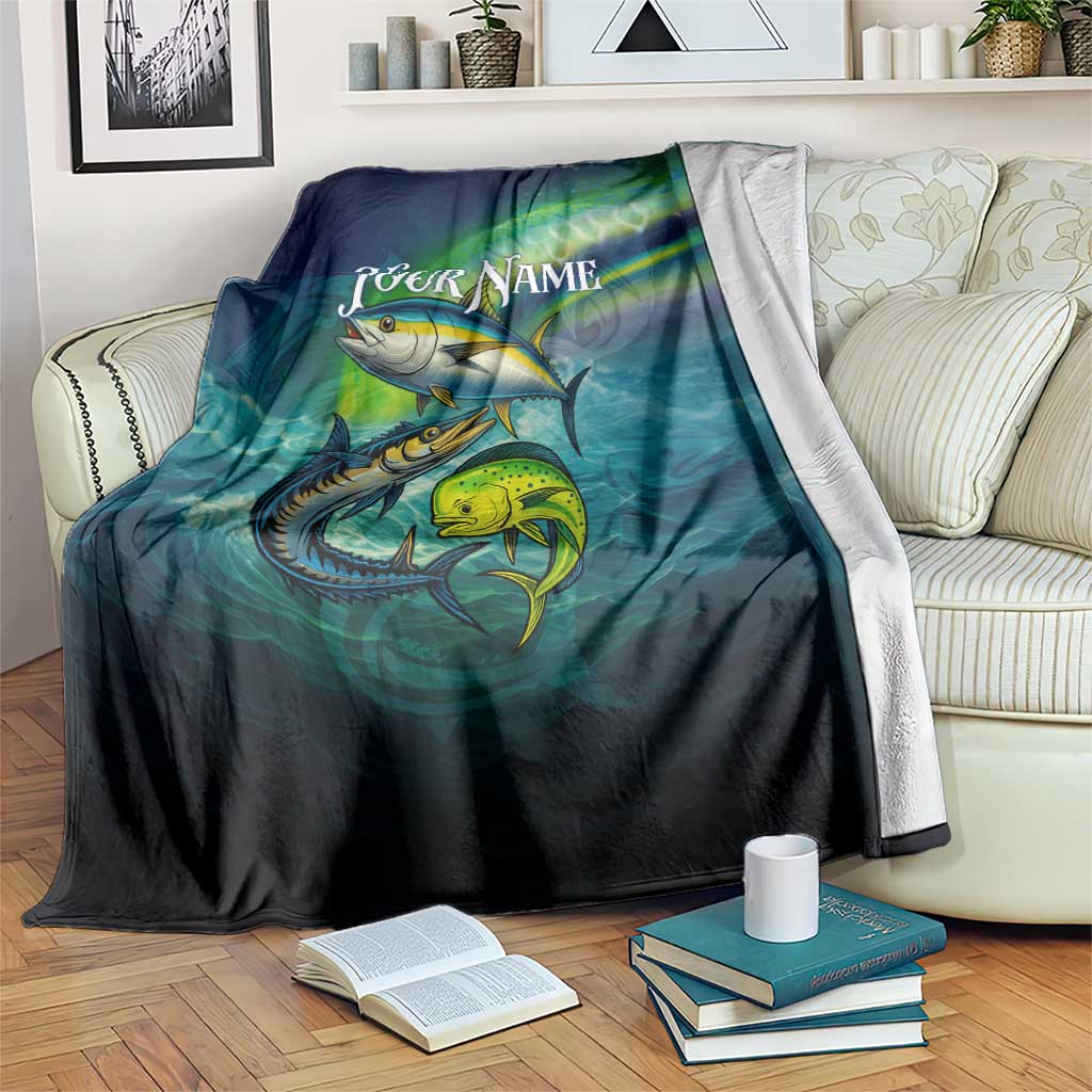 Offshore Fishing Custom Blanket Tuna Mahi Mahi and Wahoo in Ocean Wave Design - Wonder Print Shop