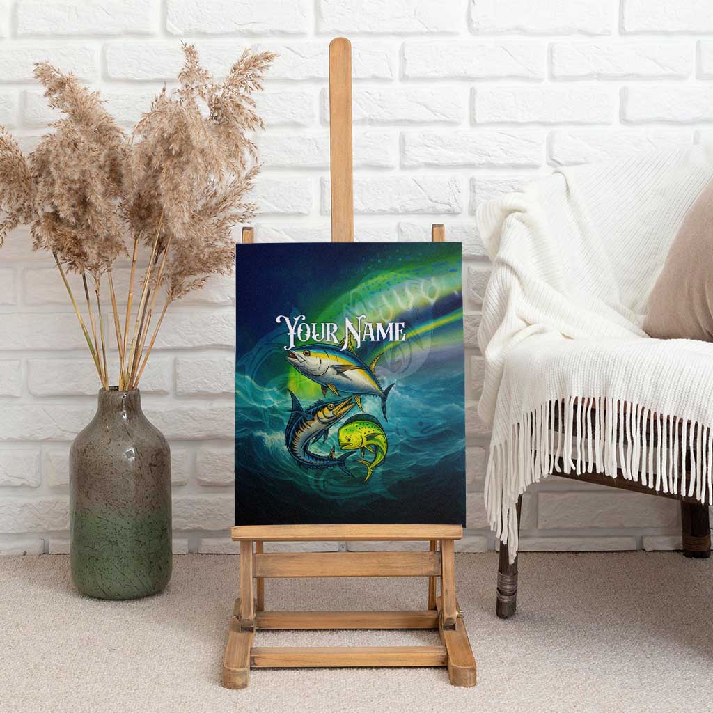 Offshore Fishing Custom Canvas Wall Art Tuna Mahi Mahi and Wahoo in Ocean Wave Design - Wonder Print Shop