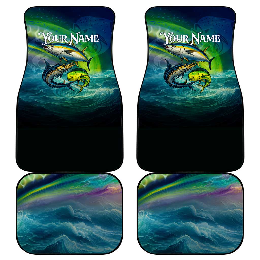 Offshore Fishing Custom Car Mats Tuna Mahi Mahi and Wahoo in Ocean Wave Design - Wonder Print Shop