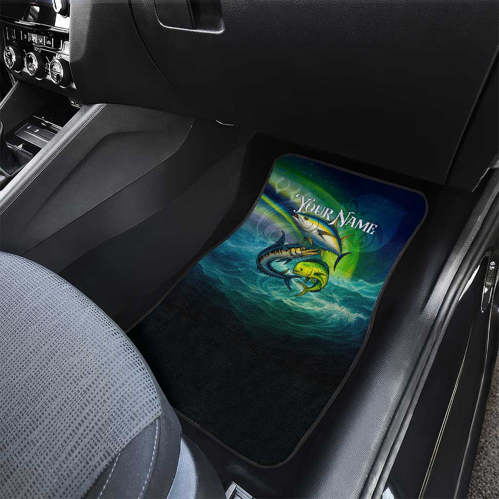 Offshore Fishing Custom Car Mats Tuna Mahi Mahi and Wahoo in Ocean Wave Design - Wonder Print Shop