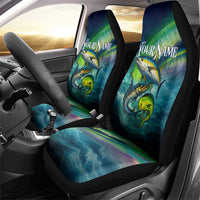 Offshore Fishing Custom Car Seat Cover Tuna Mahi Mahi and Wahoo in Ocean Wave Design - Wonder Print Shop