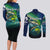 Offshore Fishing Custom Couples Matching Long Sleeve Bodycon Dress and Long Sleeve Button Shirt Tuna Mahi Mahi and Wahoo in Ocean Wave Design - Wonder Print Shop
