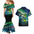 Offshore Fishing Custom Couples Matching Mermaid Dress and Hawaiian Shirt Tuna Mahi Mahi and Wahoo in Ocean Wave Design - Wonder Print Shop