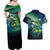 Offshore Fishing Custom Couples Matching Off Shoulder Maxi Dress and Hawaiian Shirt Tuna Mahi Mahi and Wahoo in Ocean Wave Design - Wonder Print Shop