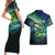 Offshore Fishing Custom Couples Matching Short Sleeve Bodycon Dress and Hawaiian Shirt Tuna Mahi Mahi and Wahoo in Ocean Wave Design - Wonder Print Shop