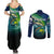 Offshore Fishing Custom Couples Matching Summer Maxi Dress and Long Sleeve Button Shirt Tuna Mahi Mahi and Wahoo in Ocean Wave Design - Wonder Print Shop