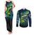 Offshore Fishing Custom Couples Matching Tank Maxi Dress and Long Sleeve Button Shirt Tuna Mahi Mahi and Wahoo in Ocean Wave Design - Wonder Print Shop