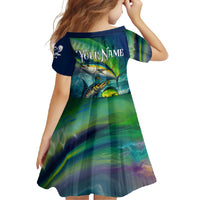 Offshore Fishing Custom Family Matching Long Sleeve Bodycon Dress and Hawaiian Shirt Tuna Mahi Mahi and Wahoo in Ocean Wave Design - Wonder Print Shop