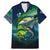 Offshore Fishing Custom Family Matching Mermaid Dress and Hawaiian Shirt Tuna Mahi Mahi and Wahoo in Ocean Wave Design - Wonder Print Shop