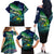 Offshore Fishing Custom Family Matching Off The Shoulder Long Sleeve Dress and Hawaiian Shirt Tuna Mahi Mahi and Wahoo in Ocean Wave Design - Wonder Print Shop