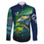 Offshore Fishing Custom Family Matching Off The Shoulder Long Sleeve Dress and Hawaiian Shirt Tuna Mahi Mahi and Wahoo in Ocean Wave Design - Wonder Print Shop