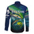 Offshore Fishing Custom Family Matching Off The Shoulder Long Sleeve Dress and Hawaiian Shirt Tuna Mahi Mahi and Wahoo in Ocean Wave Design - Wonder Print Shop