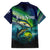 Offshore Fishing Custom Family Matching Off Shoulder Maxi Dress and Hawaiian Shirt Tuna Mahi Mahi and Wahoo in Ocean Wave Design - Wonder Print Shop